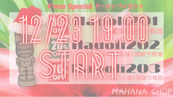 年越し後も使える X'mas Special クーポンプレゼント