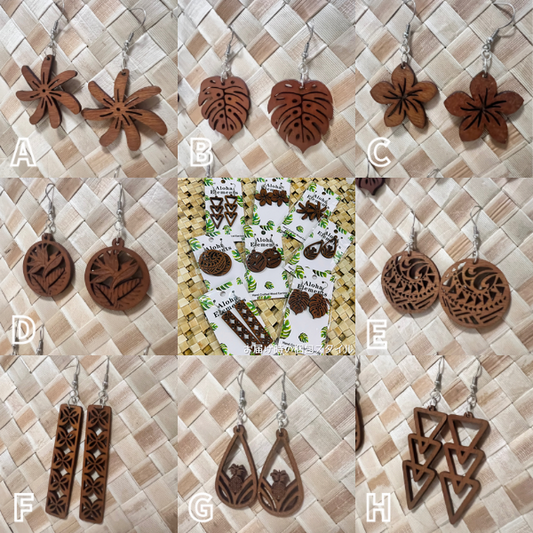 ポリネシアンウッドピアス