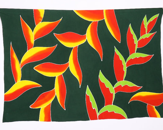 へリコニア【青/黒/緑】 ハンドペイントフルサイズパレオ