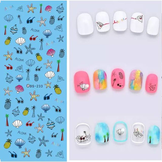 ハワイアン タヒチアン トロピカル 夏ネイル デザイン シール 簡単 セルフネイル ジェル
