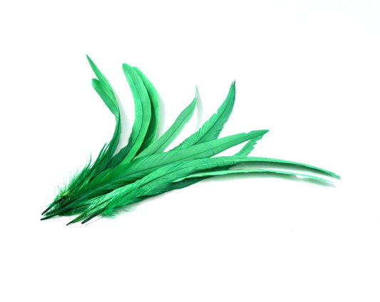 単色グリーン ロングフェザー 20-25/25-30/30-35/35-40cm