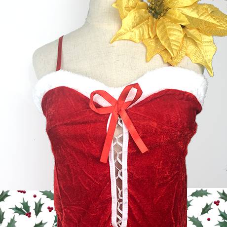 クリスマス ベアトップ編み上げベロアサンタガール